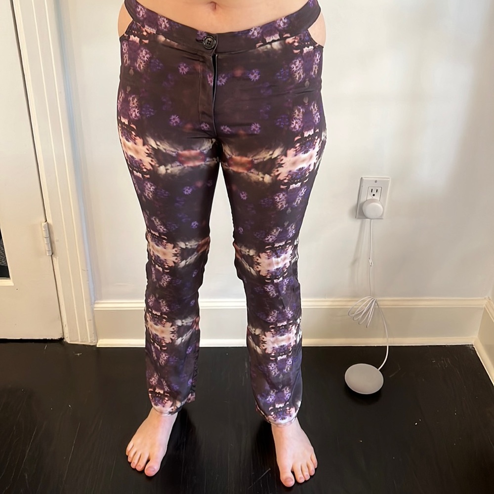 COLLINA STRADA Silk Straight Leg Pants with cut out